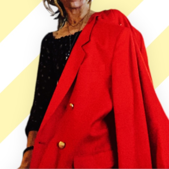 TALBOTS VINT90s CHERRY RED LINED DOUBLE BUTTON BLAZER - cherry red size 12womens - Picture 6 of 15